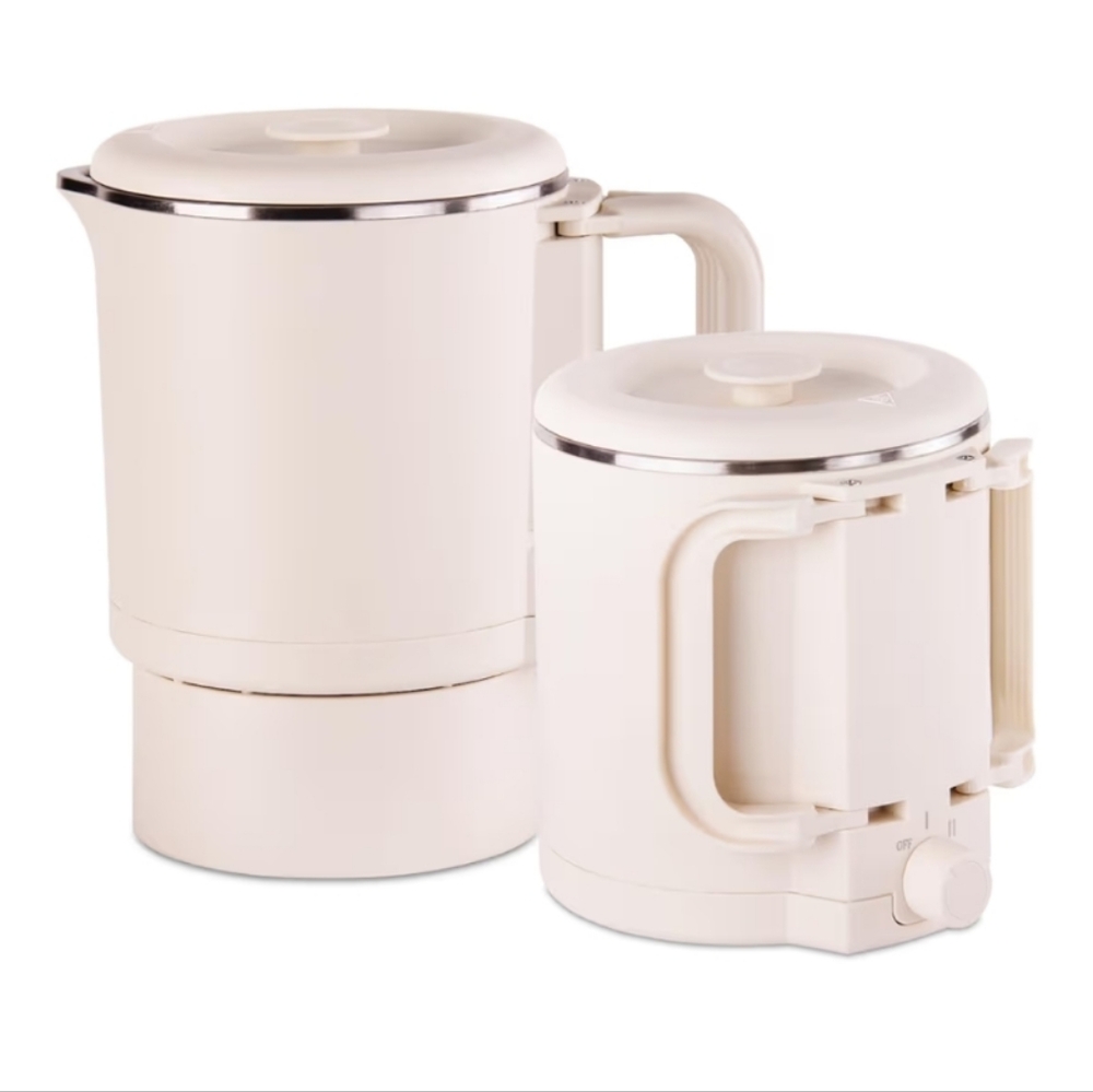 Cream Electric Kettle and Coffee Maker Set